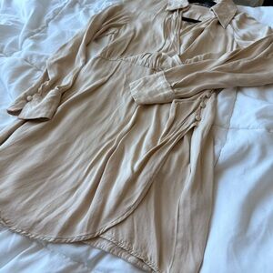 Elegant Beige Button-Down Dress